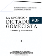 Tomo 3. La Oposición A La Dictadura Gomecista. Liberales y Nacionalistas