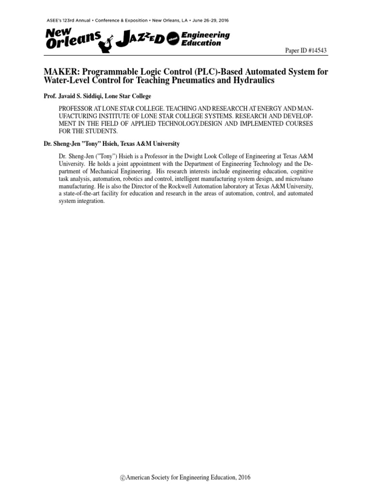 PLC-Based Water Level Control System | PDF | Programmable Logic ...