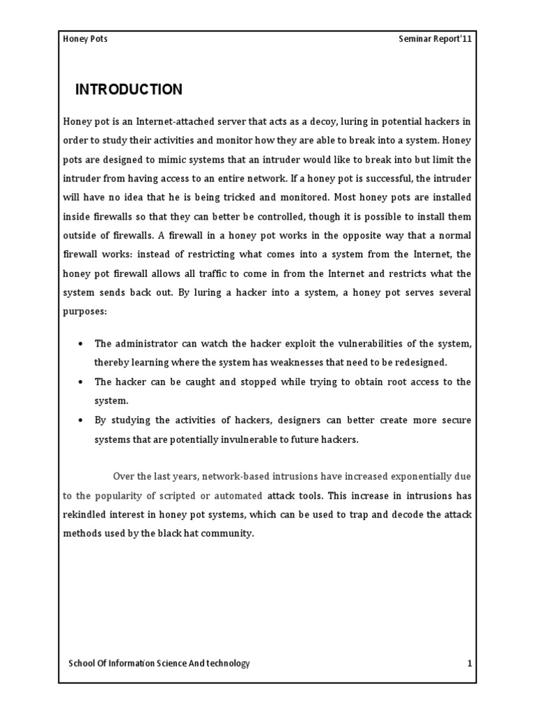 4 .Honey Pots PDF Computer Engineering Operating System