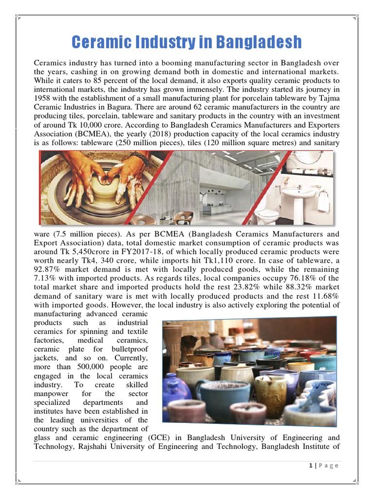 Ceramic Industry in Bangladesh PDF Bangladesh Ceramics
