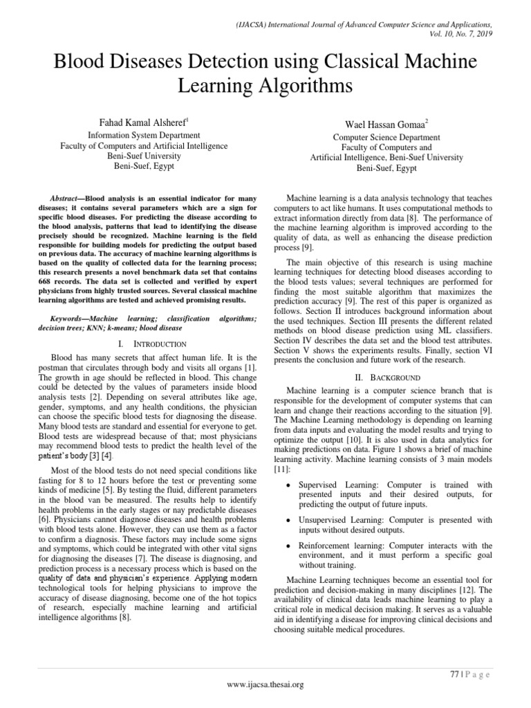 Blood Disease Detection with Machine Learning | PDF | Machine Learning ...