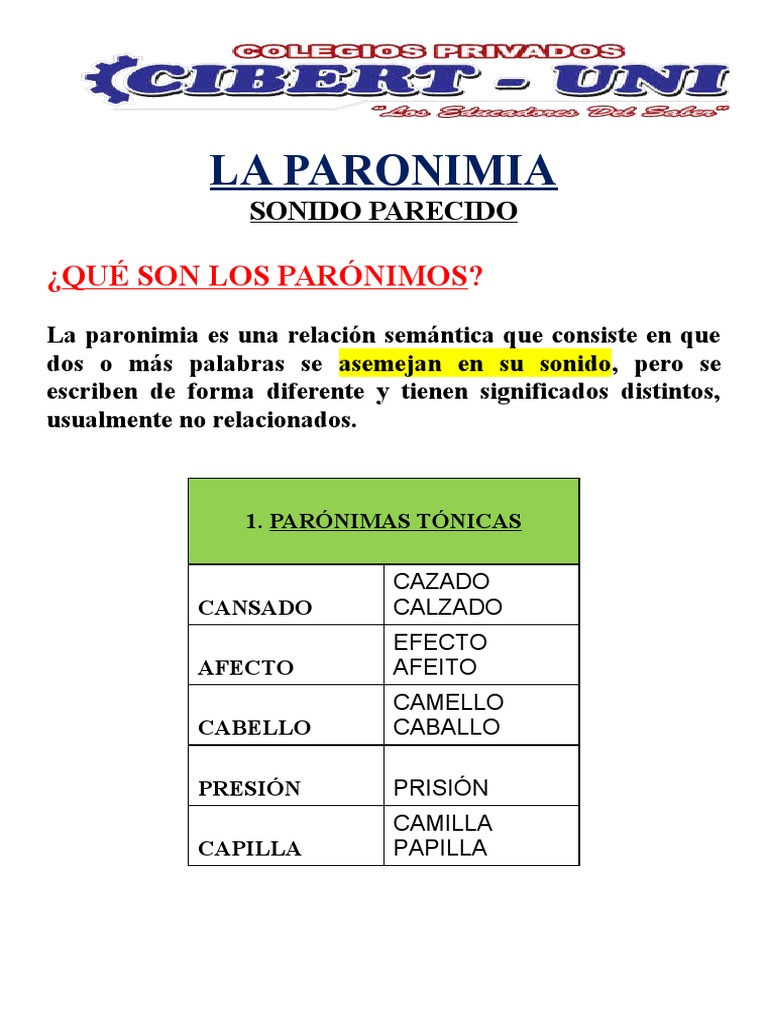 La Paronimia | PDF