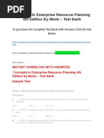 Concepts in Enterprise Resource Planning 4th Edition by Monk - Test Bank