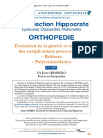 Évaluation de la gravité et recherche DES COMPLICATIONS PRéCOCES des brulures et polytrauma