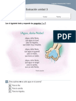 ¡Agua, Doña Nube!: Evaluación Unidad 1 Evaluación Unidad 3