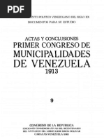 Tomo 9. Actas y conclusiones del primer Congreso de Municipalidades de Venezuela 1913