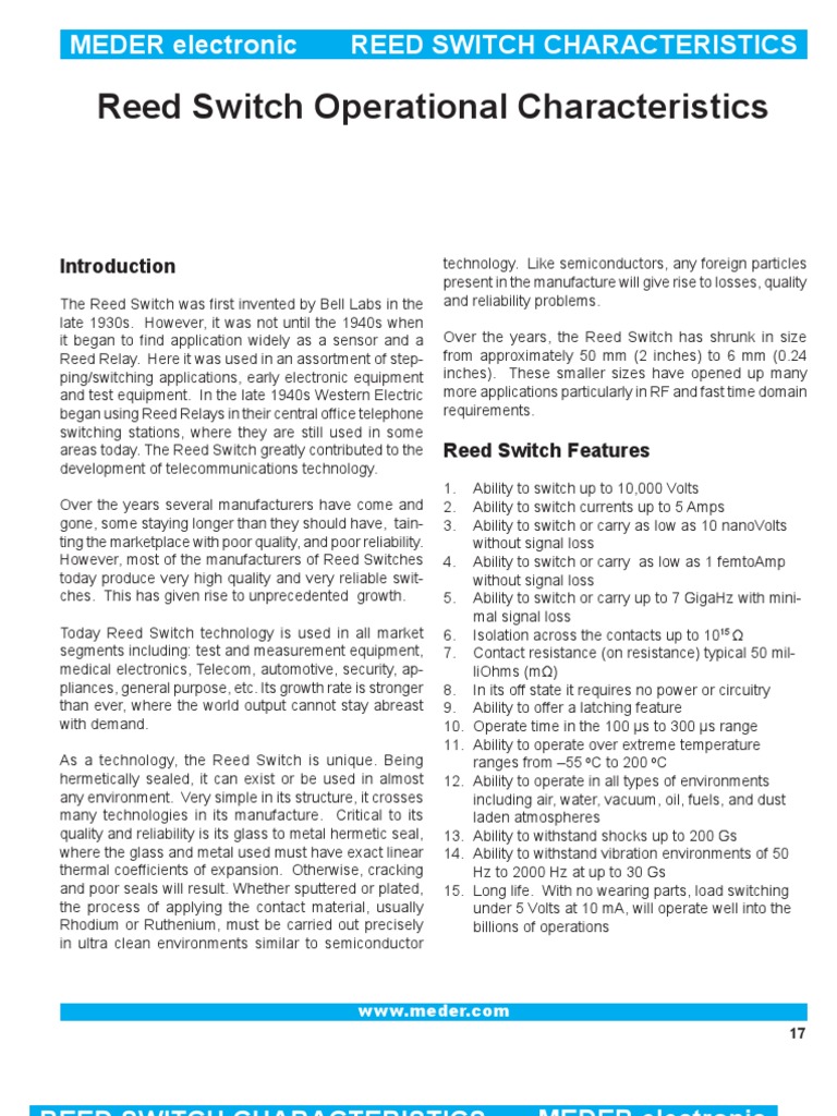 The Basic Reed Switch | PDF | Computers