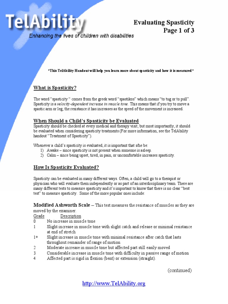 Evaluating Spasticity Page 1 of 3 | PDF | Neurological Disorders ...