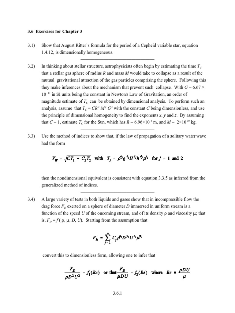 3.6 Exercises For Chapter 3 PDF Fluid Dynamics Viscosity
