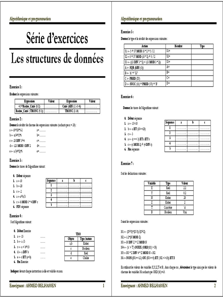Algorithmes DIV et MOD en pratique | PDF | Chaîne de caractères ...