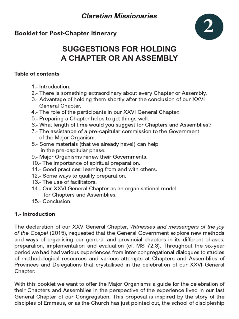 Guide for Chapter Assembly Preparation | PDF | Disciple (Christianity ...