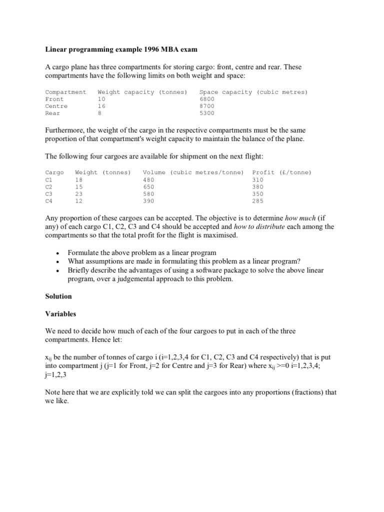 Linear programming formulation examples ct scan linear programming
