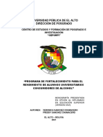 Programa de Fortalecimiento para El Rendimiento de Alumnos Universitarios Consumidores de Alcohol