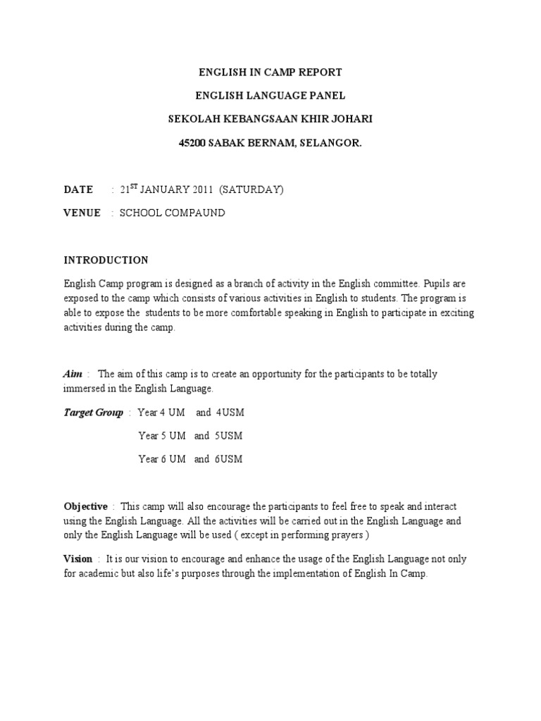 English Camp Program Translate Pdf