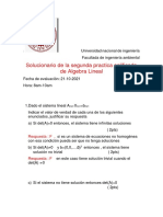 Solucionario de la segunda practica calificada de Algebra Lineal