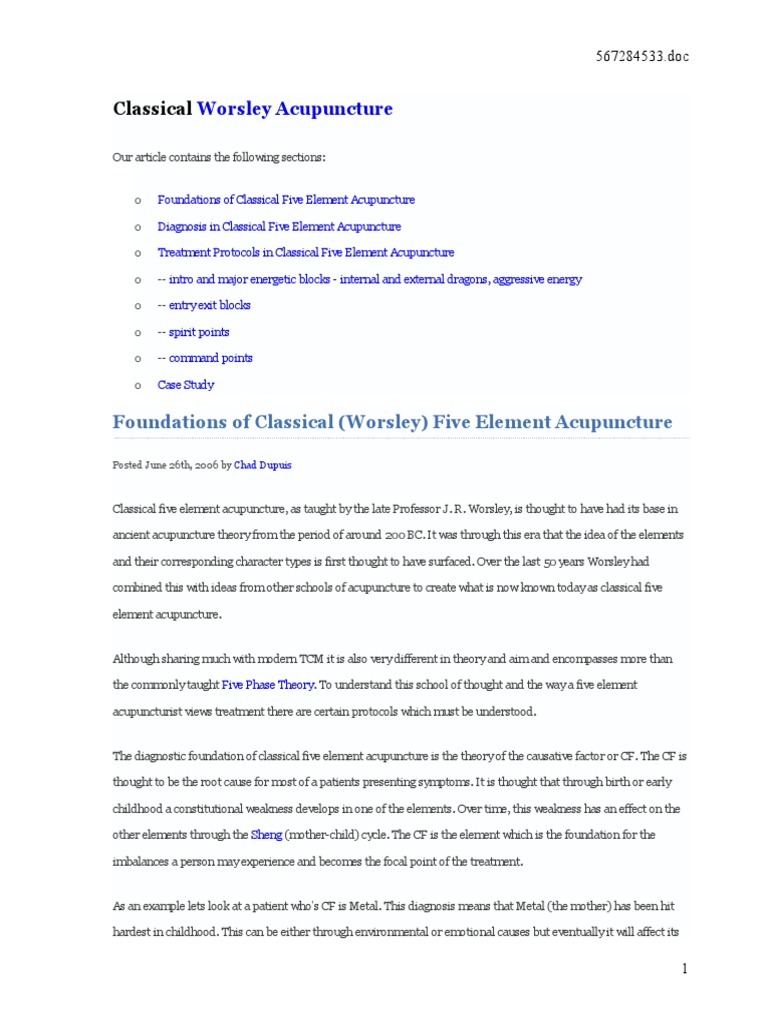 TCM Classical Worsley Theory PDF Acupuncture Traditional Chinese
