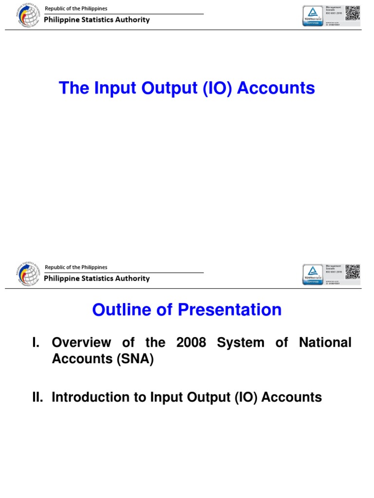 The Input Output (IO) Accounts: Philippine Statistics Authority | PDF ...