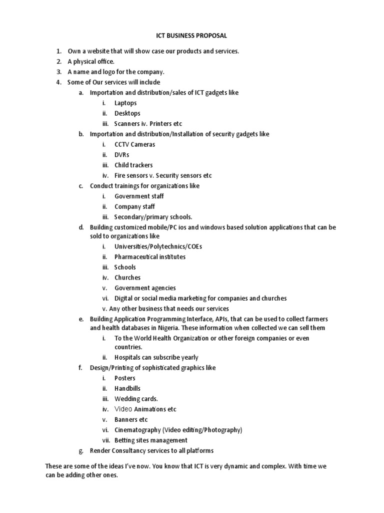ICT Business Proposal Overview | PDF