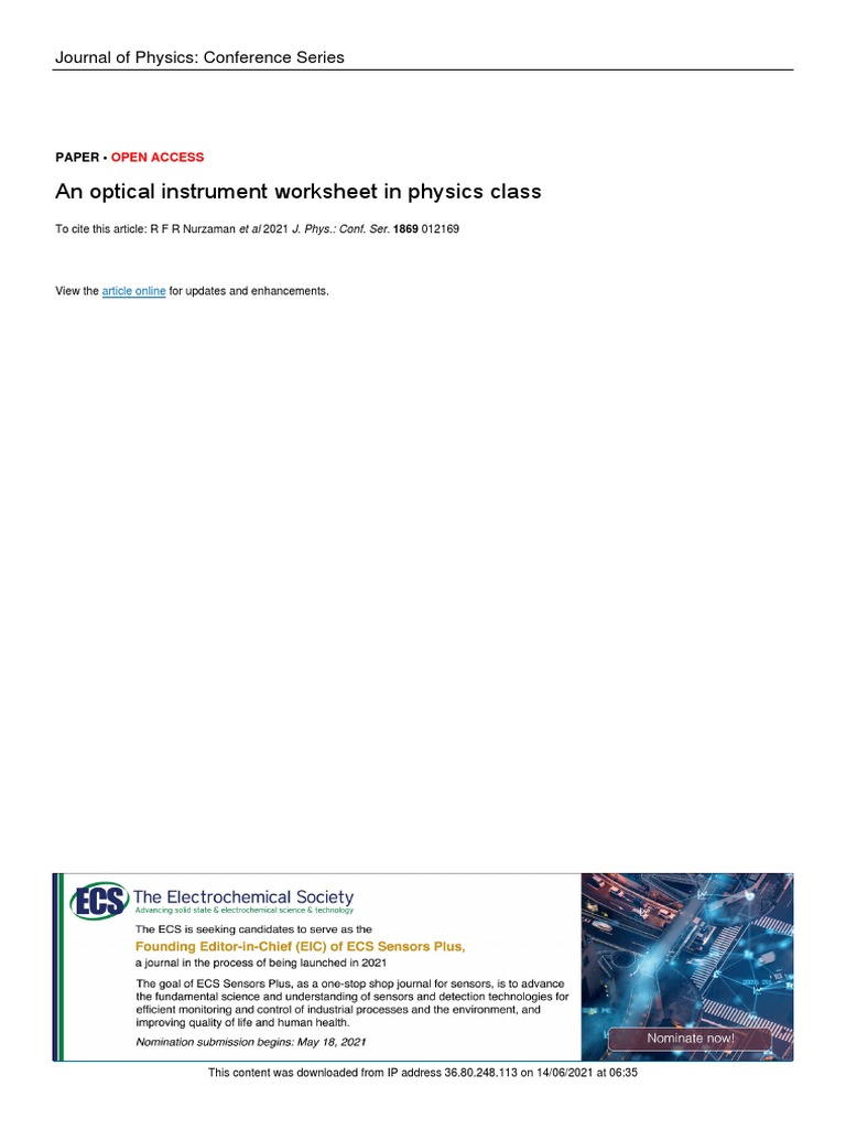 Optical Instrument Worksheet for Physics | PDF | Learning Styles | Learning