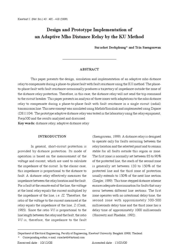 Mho Distance Relay PDF Electrical Impedance Transmission Line