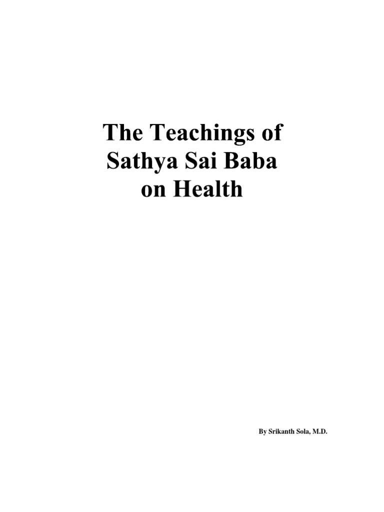 The Teachings of Sathya Sai Baba PDF Foods Fasting