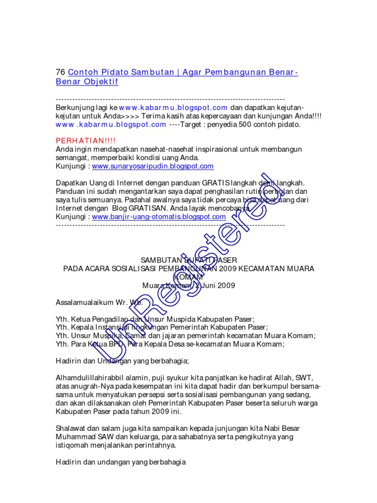 Contoh Kata Sambutan Sosialisasi