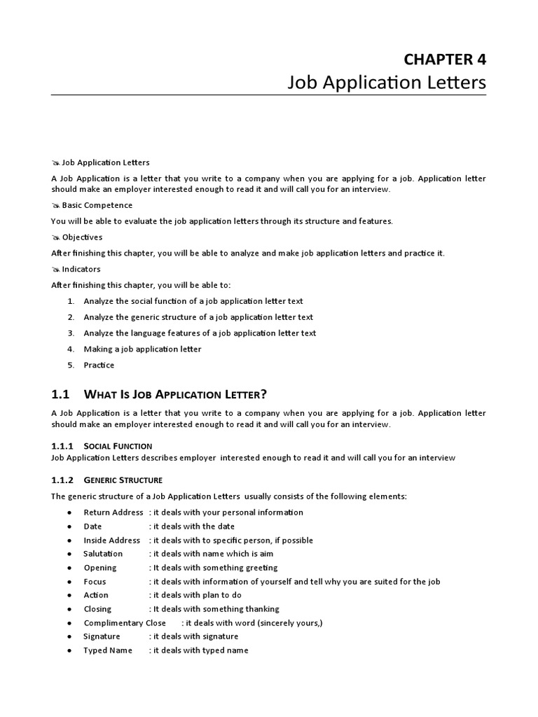 Chapter 4 Job Application Letter | PDF | Interview | Employment