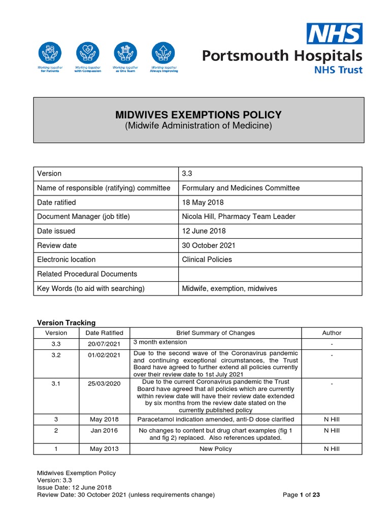 Midwives Exemptions Policy PDF Midwife Prescription Drugs