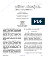 Impact of Financial Literacy On Saving Behavior Among The III Year Students of Four Colleges Under Royal University of Bhutan