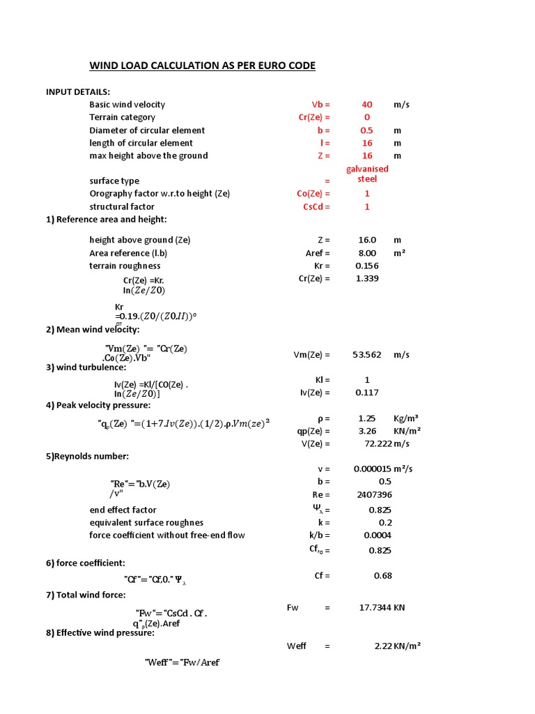 Wind Load Calculation As Per Euro Code: Input Details | PDF | Wound ...