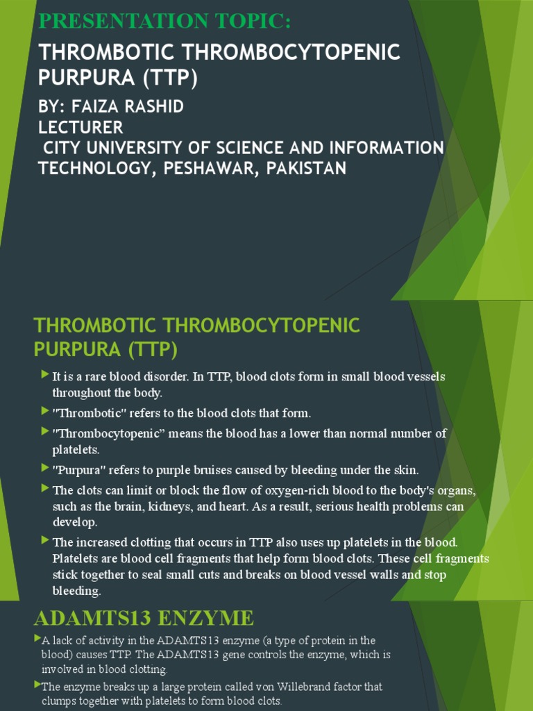 Understanding Thrombotic Thrombocytopenic Purpura | PDF | Platelet ...