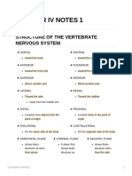 Chapter Iv Notes 1: Structure of The Vertebrate Nervous System