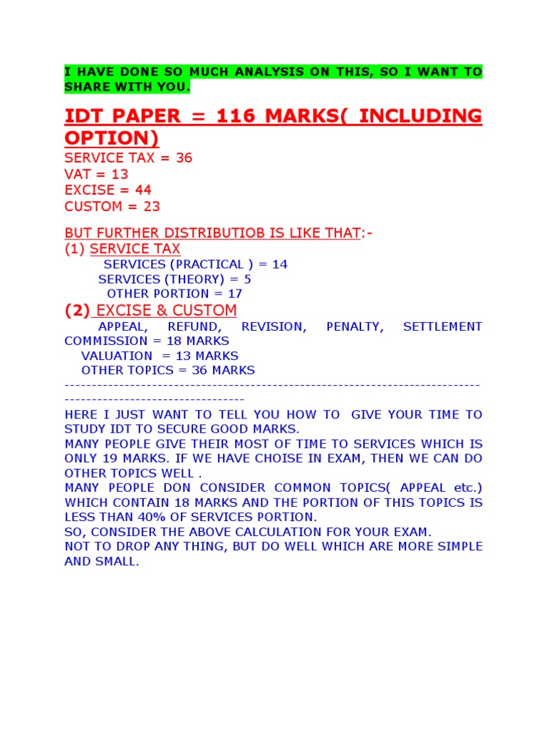 Optimize IDT Study Strategy for Exams | PDF