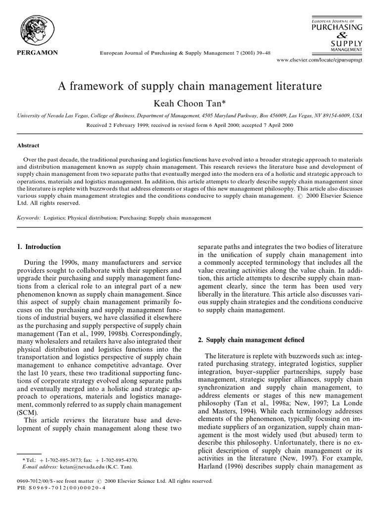 Supply Chain Management Framework Review | PDF | Supply Chain ...