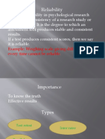 Reliability: Example: Weighing Scale Giving Different Results Every Time Cannot Be Reliable