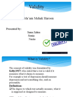 Validity: Presented To: Ma'am Mehak Haroon