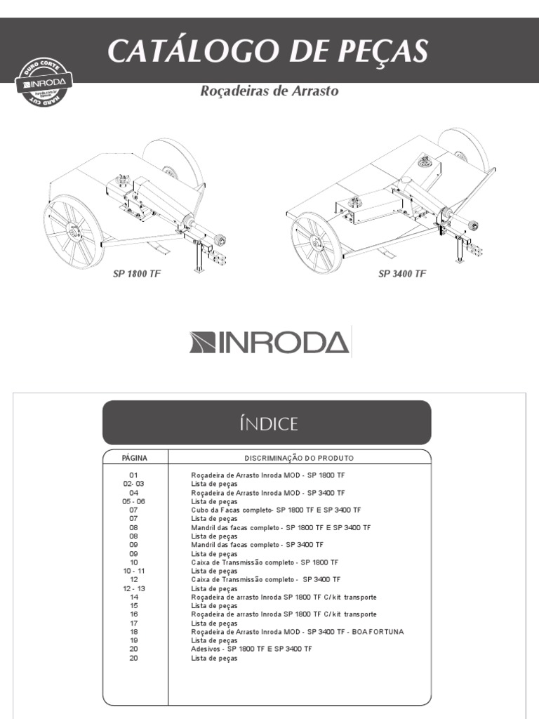 Roçadeira Avaré - SP 1800 3400 TF | PDF | Parafuso | Engenharia Mecânica