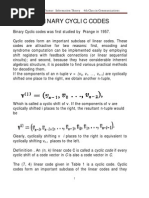 Binary Cyclic Codes:, V - . ., V) Are Cyclically