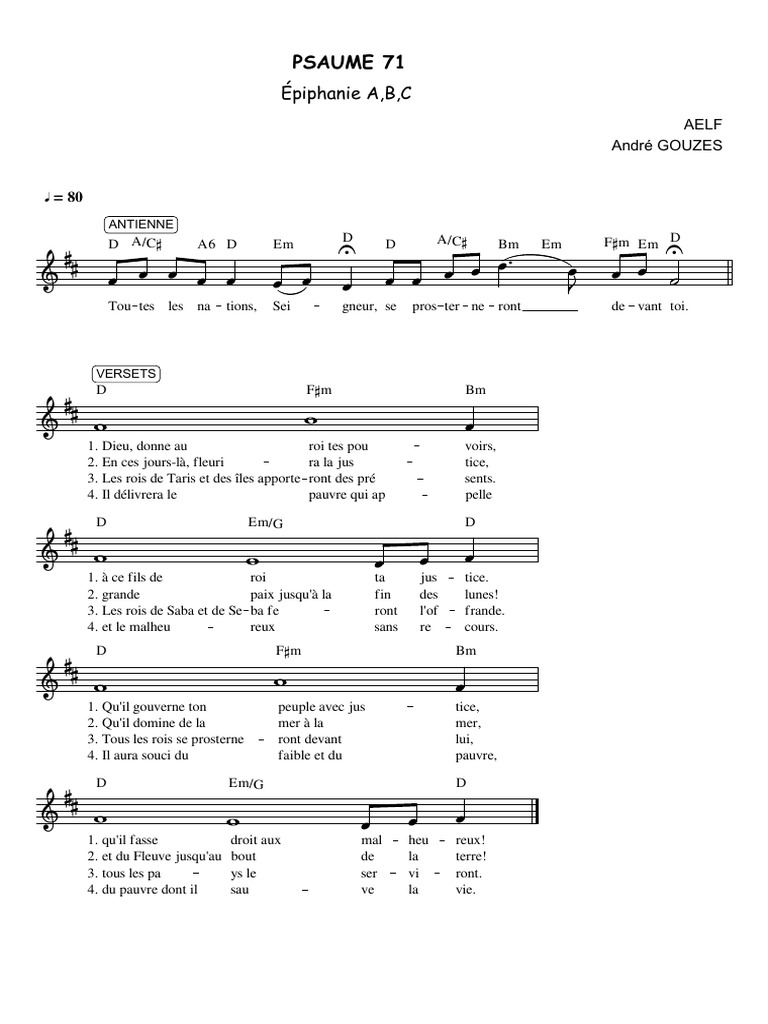 Partition du Psaume 71 AELF | PDF | Liturgie et culte chrétien