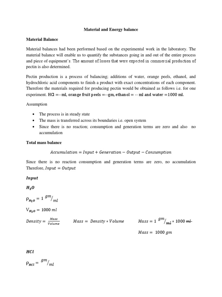 Material and Energy Balance PDF Water Heat