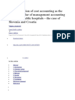 Implementation of Cost Accounting As The Economic Pillar of Management Accounting Systems in Public Hospitals