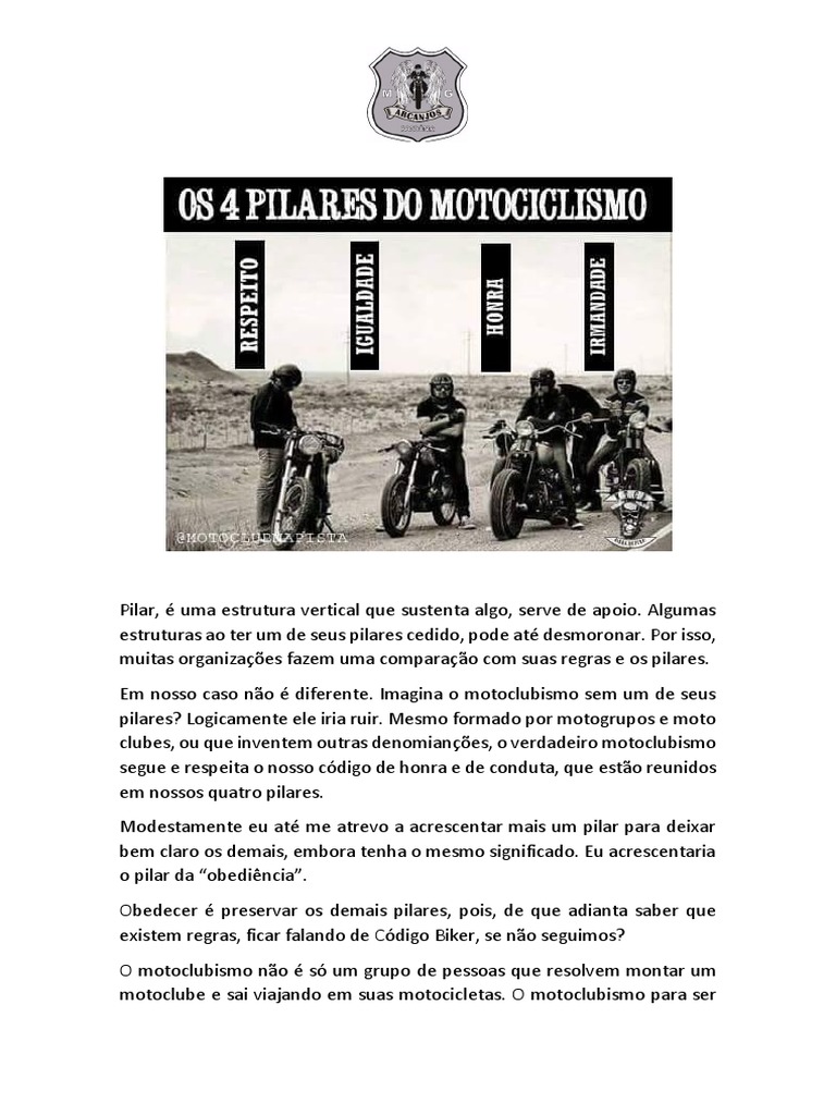 1 - Os Pilares Do Motoclubismo | PDF | Discriminação | Igualdade social, image size:768x1024