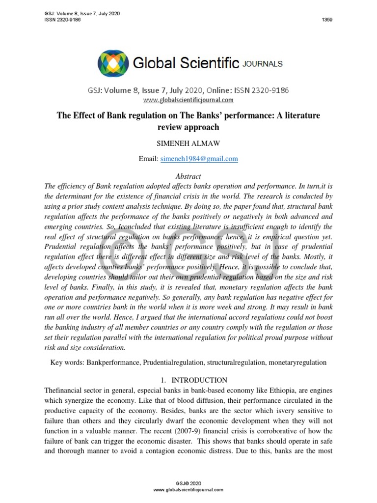 Effect of Bank Regulation On Bank Performance | PDF | Banks | Interest