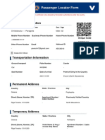 Passenger Locator Form: Personal Information