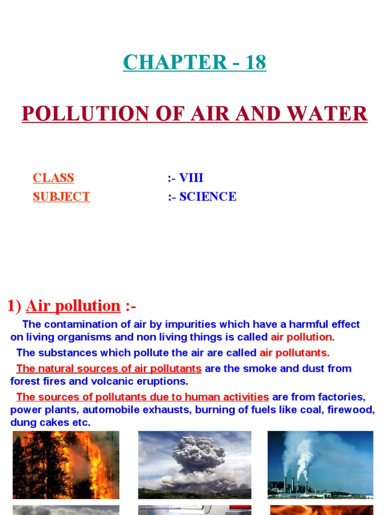 Air and Water Pollution Overview for Class 8 | PDF | Atmosphere Of ...