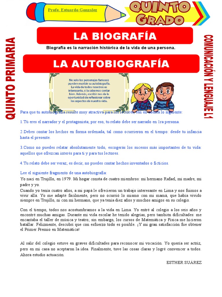 Biografía QUINTO PRIMARIA PDF