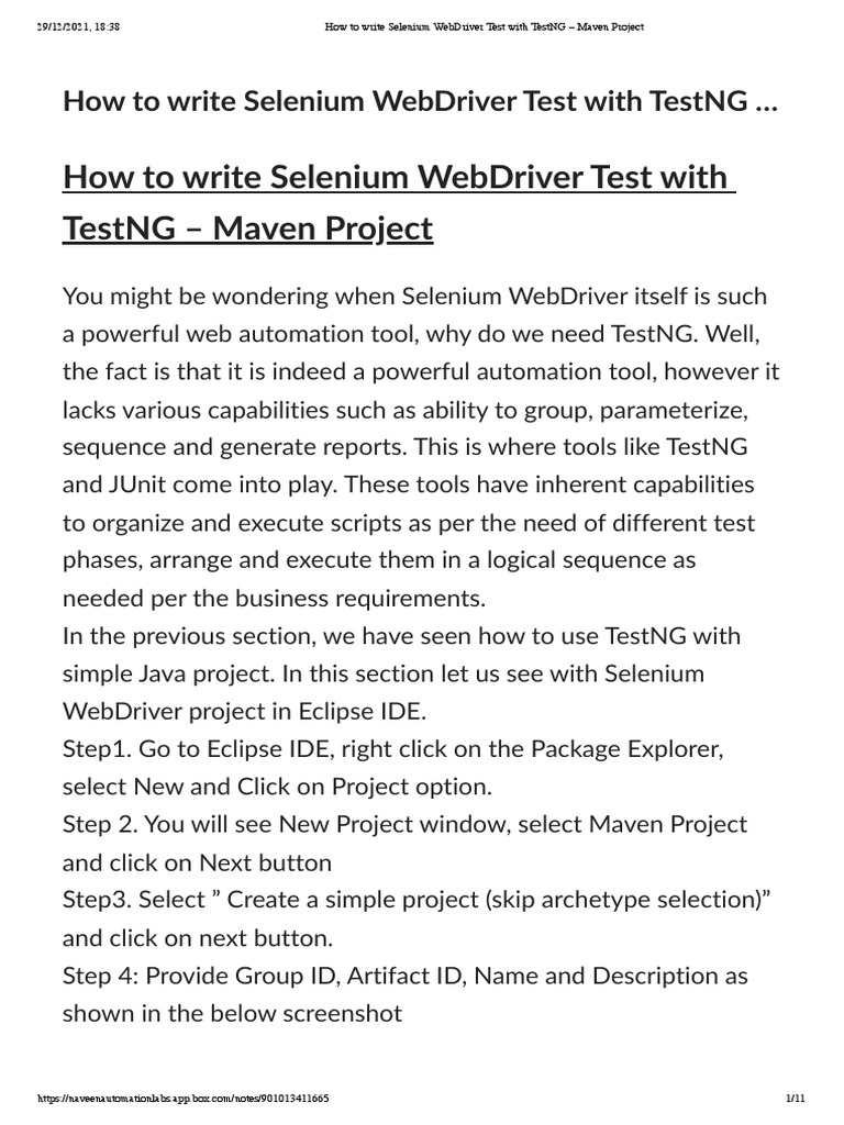 Integrating Selenium WebDriver Tests with TestNG Framework in Eclipse ...