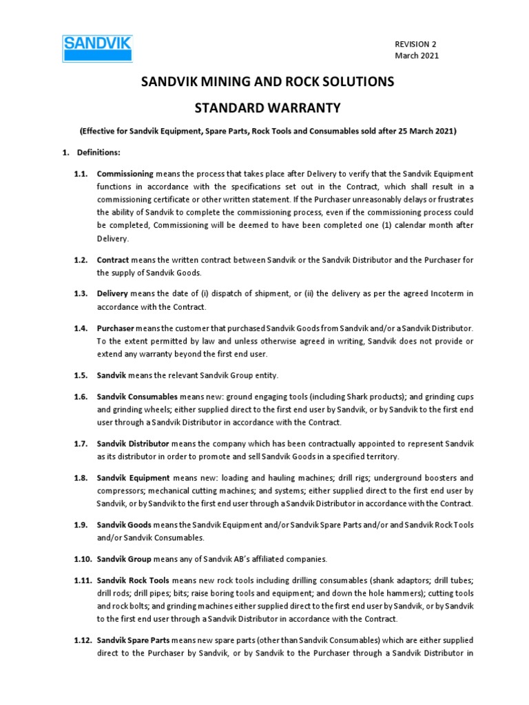 SMRT Standard Warranty Global | PDF | Indemnity | Drilling Rig