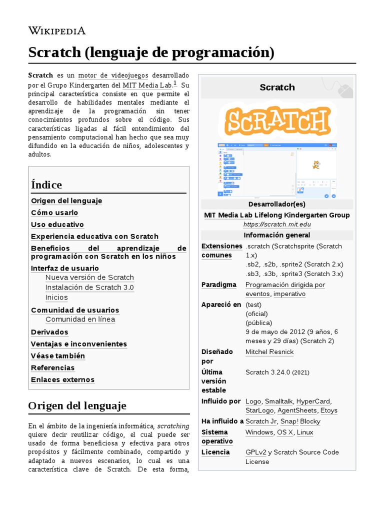 Scratch (Lenguaje de Programación) PDF Scratch (lenguaje de