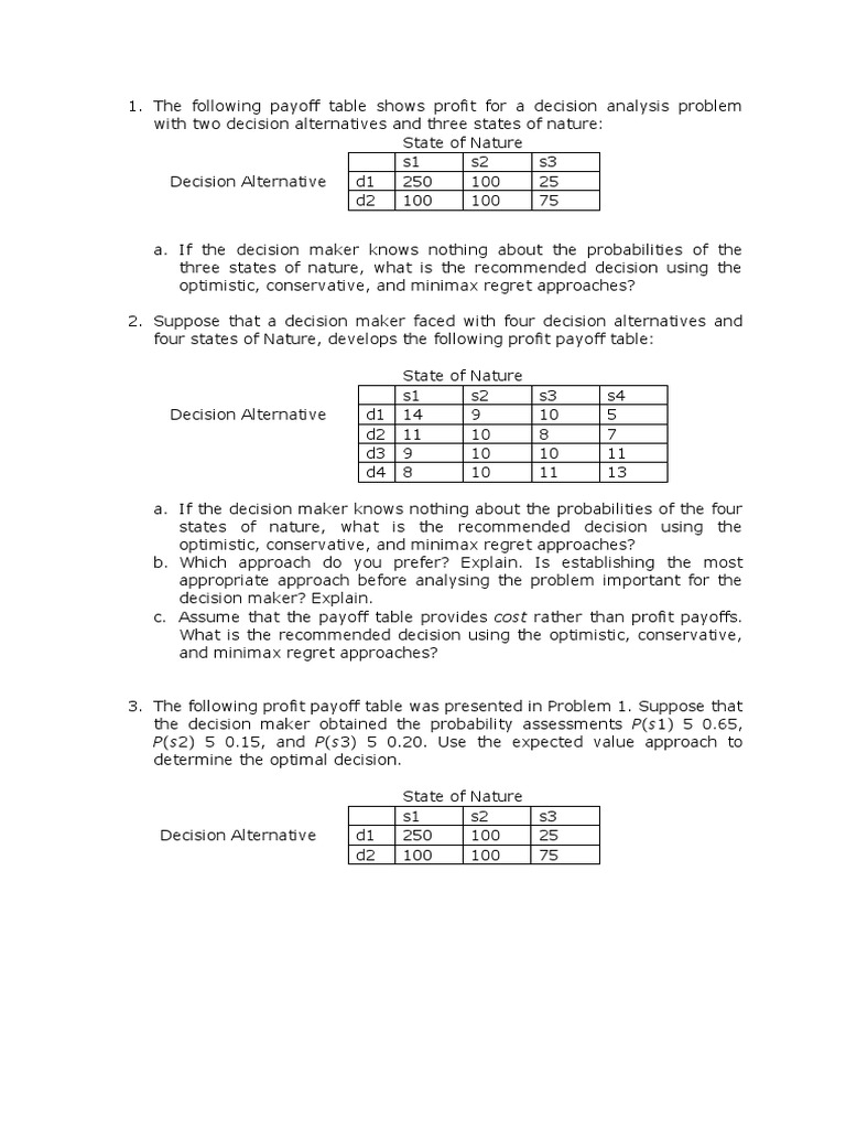 Decision Analysis Problems | PDF | Decision Making | Cognition